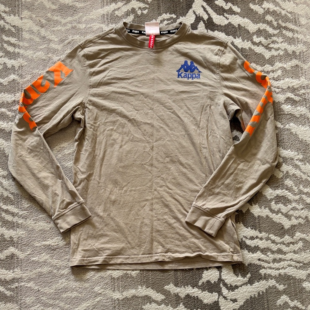 Kappa Men's Beige Long Sleeve Shirt with Orange Accents